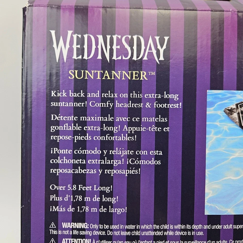 Swimways Wednesday Suntanner Pool Float Coffin Shape Over 5.8 Feet‎ Long New